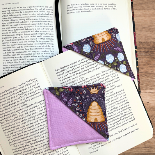 Bumblebee Queen Purple Corner Bookmark