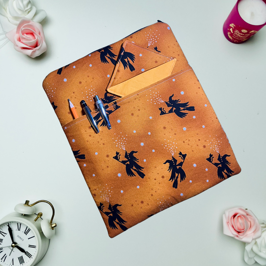 Halloween Witches - Book Sleeve with pocket - Silver Metallic